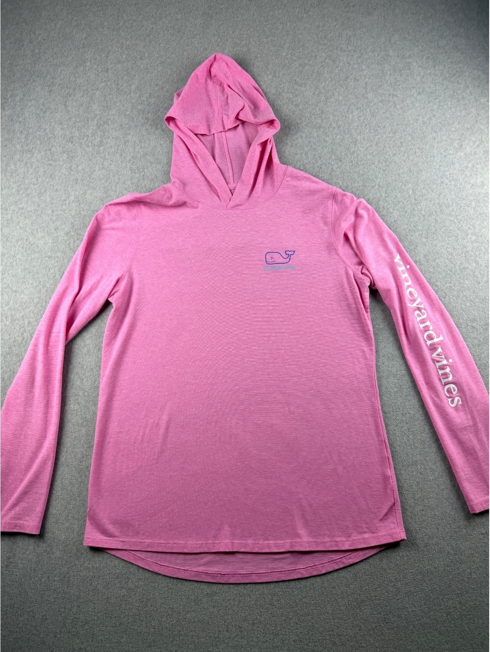 Vineyard Vines Pink Whale Womens Long Sleeve Hooded Tee Logo